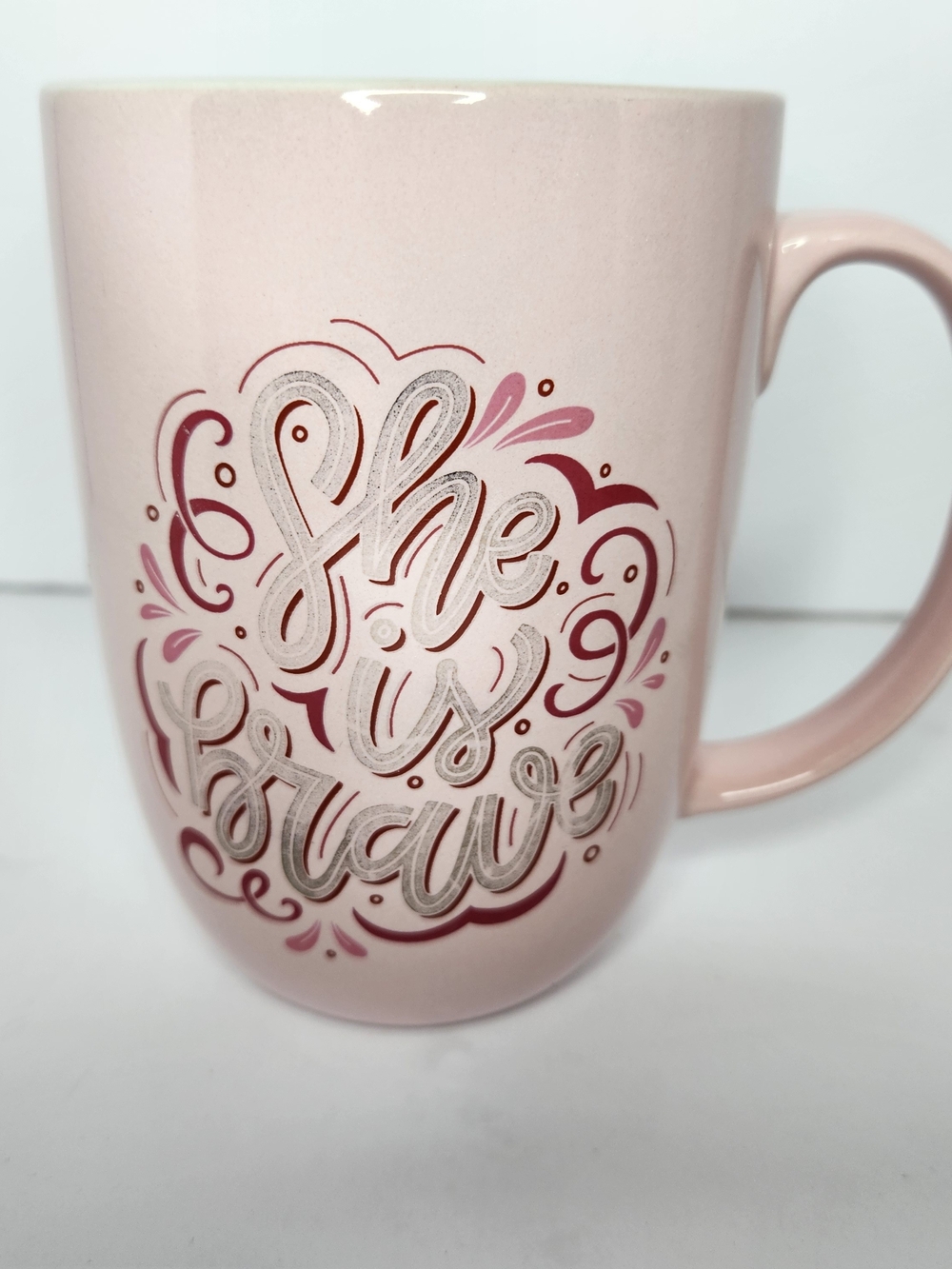 Inspirational Pink She Is Brave Ceramic Mug